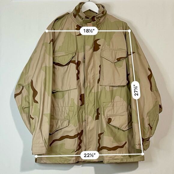 Vintage US Army Men’s Desert Camouflage Field Jacket Tan Size Large Long EUC - Picture 6 of 9